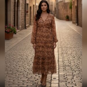 Sofia Jeans Women's Cutout Maxi Dress with Long Sleeves,